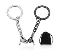 SLEEKEE 2 portachiavi per coppia, regalo per amici, regalo di San Valentino, migliore amica, regalo per donna a mano, nero - argento, Taglia unica