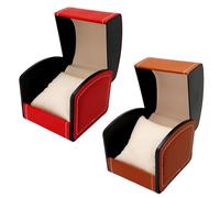 SLEEKEE 2 scatole per orologi, in pelle PU, scatola regalo per orologi, da uomo, per la maggior parte degli orologi (marrone, rosso)