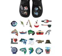 SLEEKEE 21 Pezzi Di Accessori Per Scarpe A Tema Pesca, Accessori Per Scarpe Divertenti E Creativi, Accessori Per Scarpe Fai-Da-Te, Accessori Per Scarpe Per Gli Appassionati Di Pesca