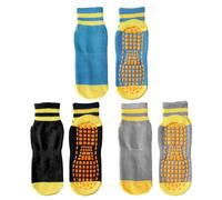 SLEEKEE 3 paia di calzini da donna antiscivolo adatti per yoga, pilates, danza, sport, viola, grigio, blu, taglia 19 cm, taglie dalla 35 alla 38, gold, 32 1/3 EU Larga