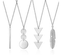 SLEEKEE 4 collane per maglioni, collana lunga con ciondolo, collana lunga da donna, collana in metallo, collana unica per maglioni, gioielli personalizzati., Perla