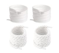 SLEEKEE 4 Lacci In Cotone Bianco, Lacci Lunghi Piatti, Lacci In Corda Intrecciata, Lacci Sostitutivi Per Scarpe Casual, Scarpe Di Tela, Lacci Per Scarpe Sportive