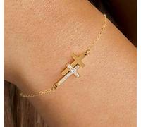 SLEEKEE 4 Pezzi di Gioielli A Forma di Croce, Bracciali, Collane, Orecchini, Gioielli A Forma di Croce, Regali di Anniversario, Lunghezza Regolabile, Auguri.