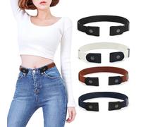 SLEEKEE 4 pezzi, fascia elastica senza punch, vita elastica durevole, fascia elastica regolabile, cinturino in vita regolabile., nero, bianco, marrone, blu scuro, no