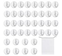 SLEEKEE 40 ganci a ventosa trasparenti con diametro di 4 cm e 1 custodia, ideali per appendere utensili da bagno e da cucina