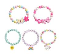 SLEEKEE 5 bracciali elasticizzati, con farfalle colorate, per ragazze, graziosi e squisiti, per feste di compleanno