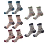 SLEEKEE 5 paia di calzini caldi e confortevoli, caldi calzini invernali da donna, calzini retrò da donna, calzini da donna a maglia, traspiranti, ideali come regalo di vacanza, multicolore, Taglia