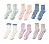 SLEEKEE 6 paia di calzini in pile coral, calzini caldi autunnali e invernali, calzini in peluche addensati, calzini morbidi e comodi per dormire, multicolore, M-L