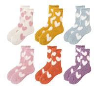 SLEEKEE 6 paia di calzini invernali da donna, soffici, comodi calzini da letto, antiscivolo, morbidi calzini da donna (multicolore), multicolore, Small