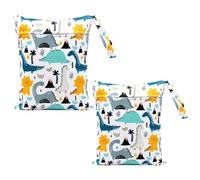 SLEEKEE Borsa per pannolini impermeabile con dinosauri - 2 pezzi ecologica On-The-Go con cerniera