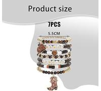 SLEEKEE Braccialetti con Perline in Denim da 7 Pezzi E Portachiavi da 1 Pezzo, Set di Braccialetti Impilati, Gioielli di personalità alla Moda, Accessori di Abbigliamento Semplici E Versatili.