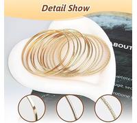 SLEEKEE Braccialetti d'oro da 14 Pezzi E Anelli da 7 Pezzi, Braccialetti Lucidi Personalizzati, Anelli Semplici E alla Moda, Regali di Natale per Gli Amici.