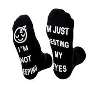 SLEEKEE Calzini Divertenti per Uomo e Donna, Calzini Fantasmini con Scritta, Antiscivolo, Regalo di Compleanno per Papà, Fidanzato, Marito, Nero e Bianco, 1 Paio