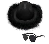 SLEEKEE Cappello da Cowboy 1 Pezzo E Occhiali da Sole 1 Pezzo, Cappello Semplice alla Moda, Cappello da Festa, Accessori di Abbigliamento, Accessori di Abbigliamento da Festa
