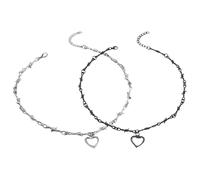 SLEEKEE Collana d'Amore con Spine 2 Pezzi, Collana di personalità della Moda, Collana Stile Punk, Collana di Coppia, Collana Gotica (Nero, Bianco)