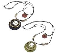 SLEEKEE Collana in Corda di Pelle di Legno da 2 Pezzi, Stile Bohémien e Retro con Ciondoli Geometrici