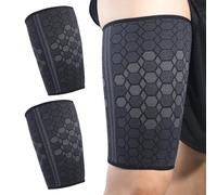 SLEEKEE Confezione da 2 bende di compressione per ischiocrurali, traspiranti, per donne, compressione del tendine delle gambe, nero