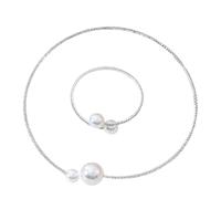 SLEEKEE Girocollo di Perle Aperto da 1 Pezzo, Braccialetto di Perle Aperto da 1 Pezzo, Gioielli di Perle Finte Aperte, Collana da Donna alla Moda, Accessori da Donna Elei