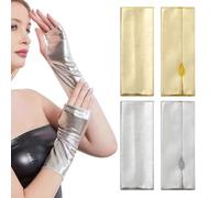 SLEEKEE Guanti in Vernice da 2 Pezzi, Guanti Senza Dita, Guanti Stile Punk, Guanti Performanti, Guanti per personalità della Moda (Oro, Argento)