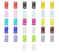 SLEEKEE Mini Fibbie Rimovibili in Plastica 32 Pezzi - Moschettoni Antiscivolo, Sgancio Rapido per Gioielli (Multicolore, 1cm)