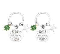 SLEEKEE Portachiavi Quadrifoglio, 2 Pezzi Argento, Regalo Collega, Ringraziamento