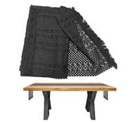 SLEEKEE Runner da Tavolo in Lino E Cotone Nero 1 Pezzo, Runner da Tavolo con Nappe Intrecciate, Runner da Tavolo Semplice, Decorazione da Tavolo, Runner da Tavolo in Stile Bohémien