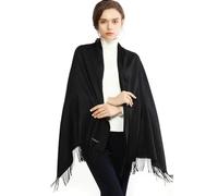 SLEEKEE Sciarpa Nera di Cashmere, Sciarpa e Scialle da Donna, Lavorata a Maglia in Morbido Cashmere, 70 x 200 cm