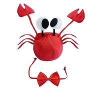 SLEEKEE Set di 2 Cappelli da Granchio con Papillon - Costume Speciale di Halloween, Copricapo Regolabile, Decorazione per Feste di Natale per Adulti