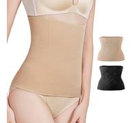 SLEEKEE Set di 2 cinture di recupero senza cuciture, per addominali a doppio incrociato, dimagranti, traspiranti, colore: pelle e nero, Colore della pelle: nero, 28 * 26 cm