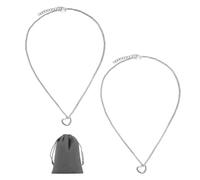 SLEEKEE Set di 2 collane d'amore con sacchetto di velluto grigio, ciondolo a forma di cuore in argento, in acciaio inox per donna