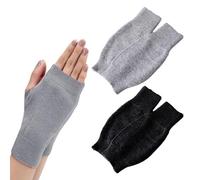 SLEEKEE Set di 2 paia di guanti senza dita in cashmere, guanti caldi termici per l'inverno, colore: nero e grigio chiaro, nero, grigio chiaro, Taglia unica