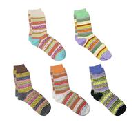 SLEEKEE Set di 5 paia di calzini termici da trekking da donna, in cotone traspirante, caldo spesso, lavorato a maglia, per l'inverno, multicolore, Taglia unica