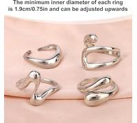 SLEEKEE Set di Anelli Irregolari A 8 Pezzi, Design di Apertura Metallico, Stile Semplice E alla Moda, Accessori Impilabili A più Dita, Indumenti alla Moda.
