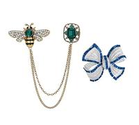 SLEEKEE Spilla Vintage in Strass da 2 Pezzi, Spilla con Nappa Ape, Spilla con Fiocco alla Moda, Spilla per Abito Elee, Spilla con Nappa, Adatta per Ragazze, Donne