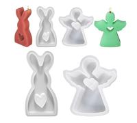 SLEEKEE Stampi per Conigli da 2 Pezzi E Stampi per Angeli da 2 Pezzi, Stampi in Silicone, Stampi per Ornamenti in Gesso, Stampi per Candele, Stampi Creativi