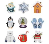SLEEKEE Toppe A Tema Invernale da 9 Pezzi, Toppe con Simpatici Cartoni Animati, Toppe Decorative per Abbigliamento, Toppe Termoadesive, Accessori per Cucire Abbigliamento