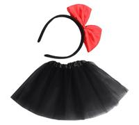 SLEEKEE Tutù Elasticizzato con Fascia per Capelli con Fiocco, Gonna per Festa di Natale, Ballo per Adulti in Tessuto a Rete, Costume di Carnevale (Nero)