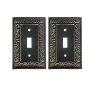 SleekLighting - Confezione da 2 coperture per interruttori a parete, in bronzo invecchiato, varietà di stili: decoratore/duplex/levetta/vuoto/e e combinato, dimensioni: 1 levetta