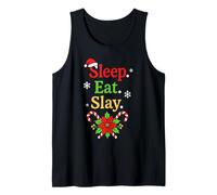 Sleep Eat Slay Divertente Vacanza Umorismo Natale Pigiama Canotta
