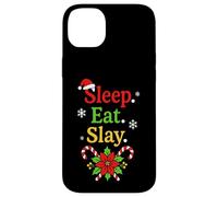 Sleep Eat Slay Divertente Vacanza Umorismo Natale Pigiama Custodia per iPhone 14 Plus