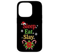 Sleep Eat Slay Divertente Vacanza Umorismo Natale Pigiama Custodia per iPhone 14 Pro