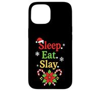 Sleep Eat Slay Divertente Vacanza Umorismo Natale Pigiama Custodia per iPhone 15