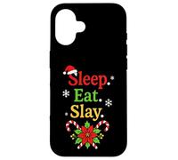 Sleep Eat Slay Divertente Vacanza Umorismo Natale Pigiama Custodia per iPhone 16