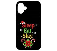 Sleep Eat Slay Divertente Vacanza Umorismo Natale Pigiama Custodia per iPhone 16 Plus
