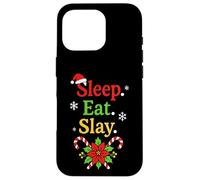 Sleep Eat Slay Divertente Vacanza Umorismo Natale Pigiama Custodia per iPhone 16 Pro