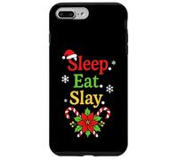 Sleep Eat Slay Divertente Vacanza Umorismo Natale Pigiama Custodia per iPhone 7 Plus/8 Plus