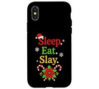 Sleep Eat Slay Divertente Vacanza Umorismo Natale Pigiama Custodia per iPhone X/XS