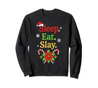 Sleep Eat Slay Divertente Vacanza Umorismo Natale Pigiama Felpa