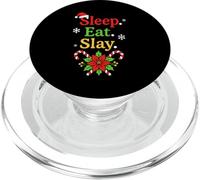 Sleep Eat Slay Divertente Vacanza Umorismo Natale Pigiama PopSockets PopGrip per MagSafe