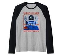 Sleep is My God Sarcastic Retro Vintage Funny Adult Humor Maglia con Maniche Raglan